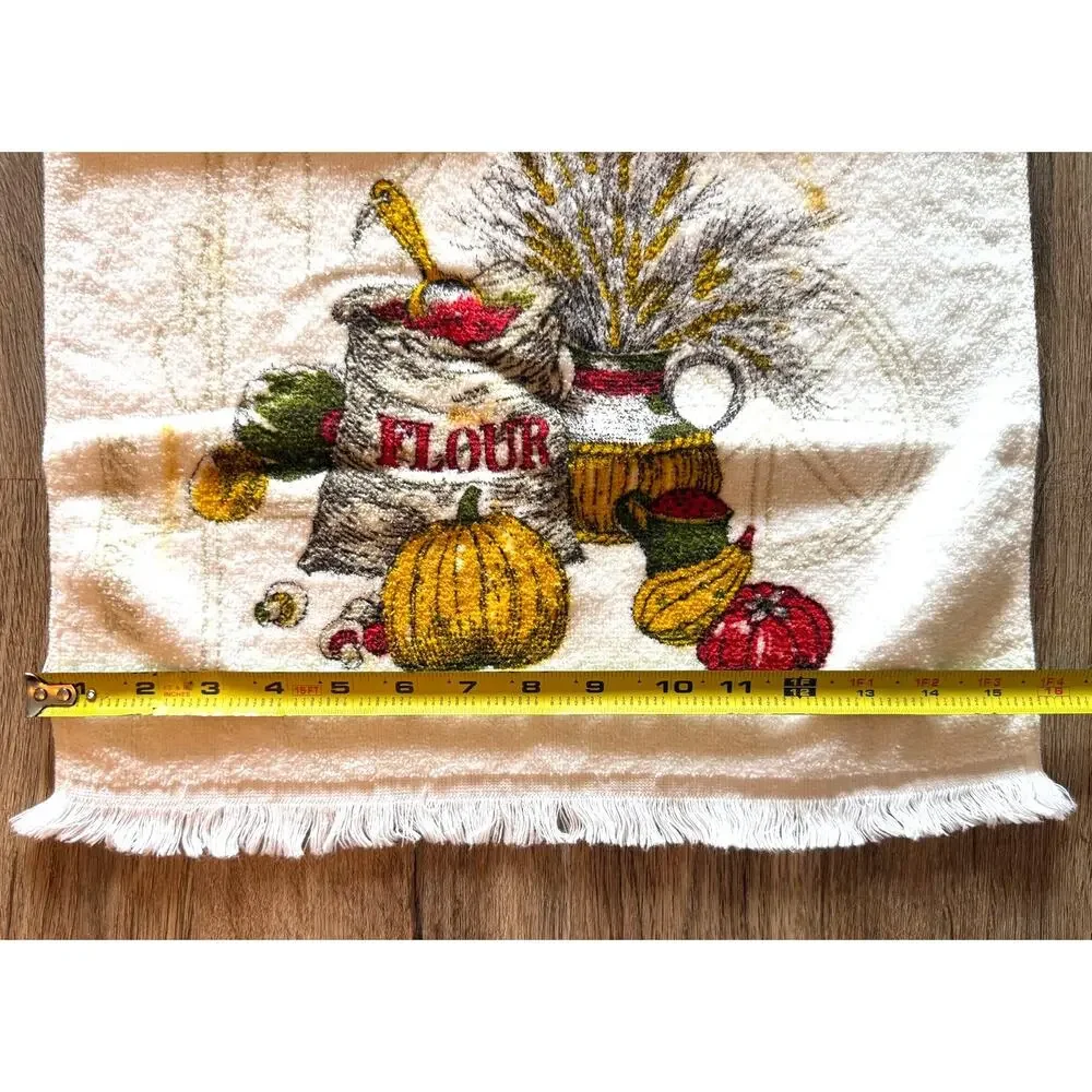 Vintage MCM Leshner Harvest Wheat Flour Pumpkin Hand Towel St Mary's Ohio